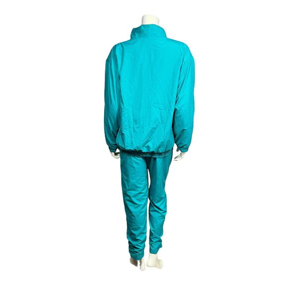 Vintage 90s Adolfo Sport Teal Embroidered Floral Windbreaker Track Set Small - Picture 4 of 13